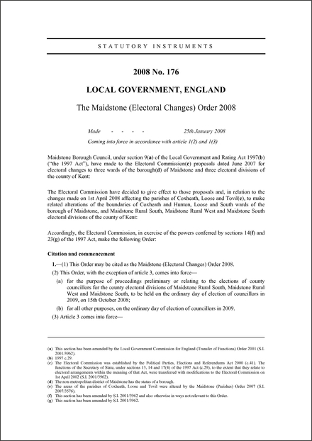 The Maidstone (Electoral Changes) Order 2008