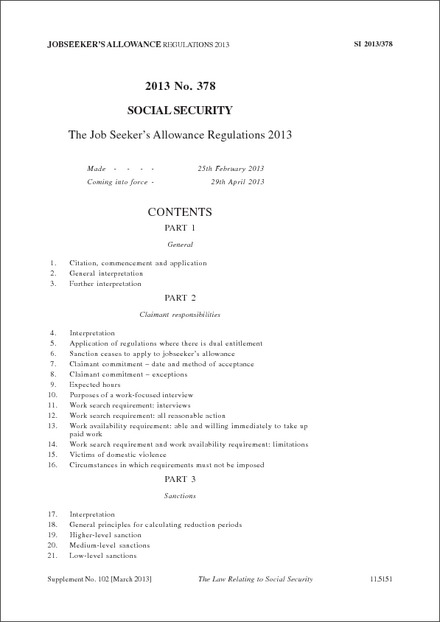 Qualifying criteria for contribution based job seekers allowance