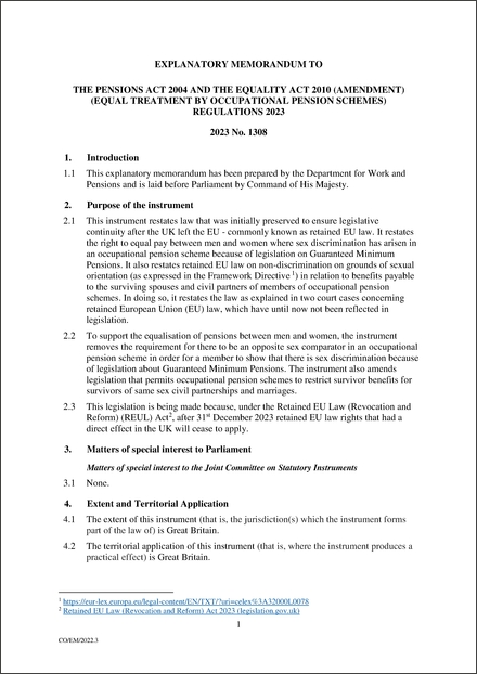 UK Explanatory Memorandum 2