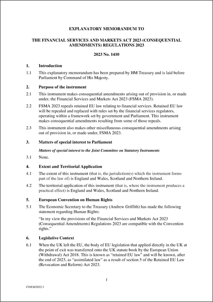 UK Explanatory Memorandum 2