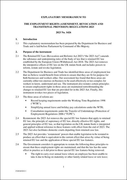 UK Explanatory Memorandum 2