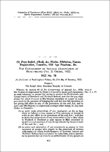 Government of Ireland (Adaptation of Enactments) (No 2) Order 1922