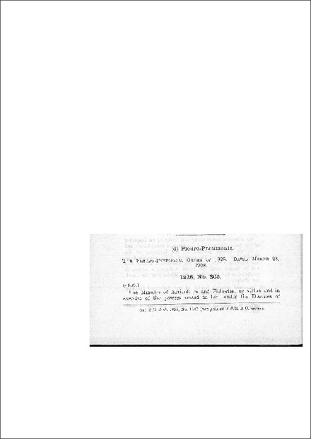 The Pleuro-Pneumonia Order of 1928