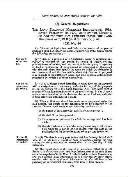 Land Drainage (General) Regulations 1932