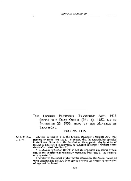 London Passenger Transport Act 1933 (Appointed Day) Order (No 6) 1933