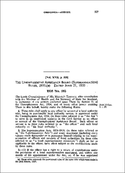 Unemployment Assistance Board (Superannuation) Rules 1935
