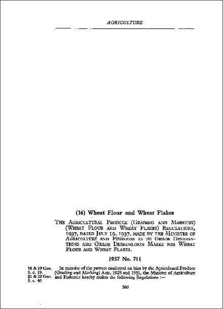 Agricultural Produce (Grading and Marking) (Wheat Flour and Wheat Flakes) Regulations 1937