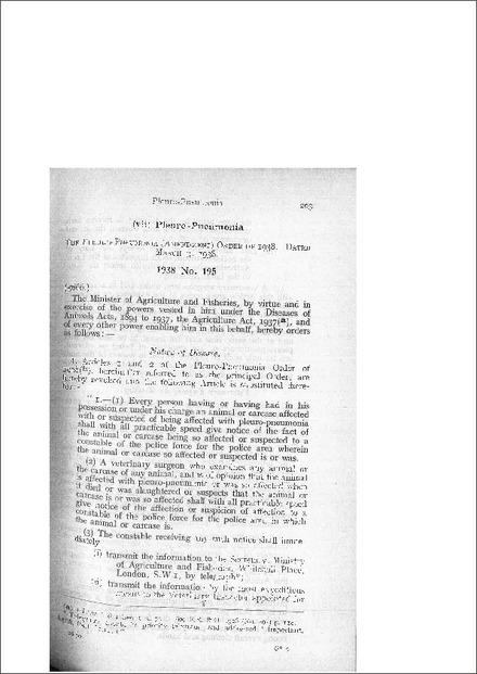 The Pleuro-Pneumonia (Amendment) Order of 1938