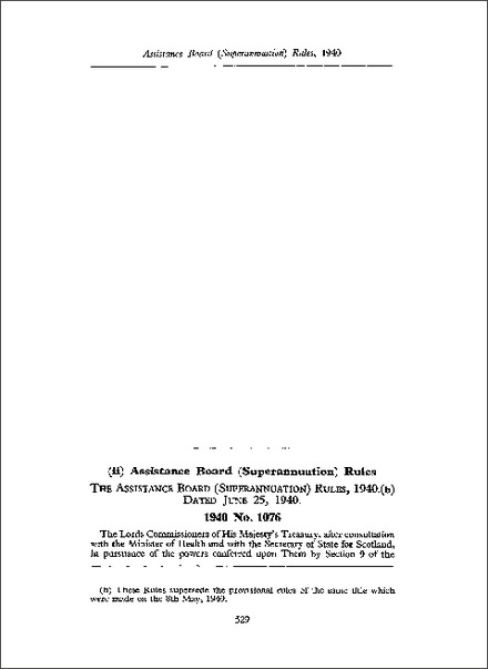 Assistance Board (Superannuation) Rules 1940