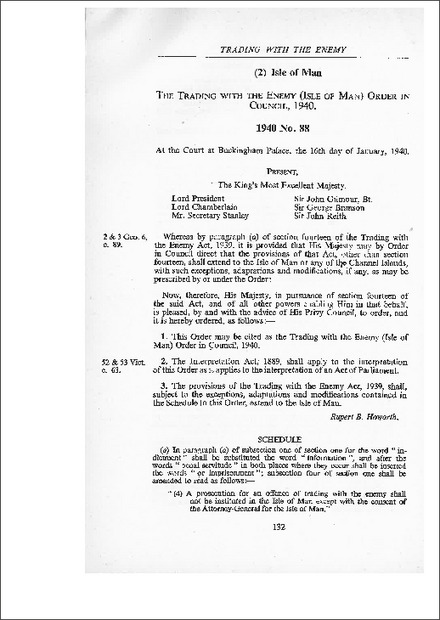 Trading with the Enemy (Isle of Man) Order in Council 1940