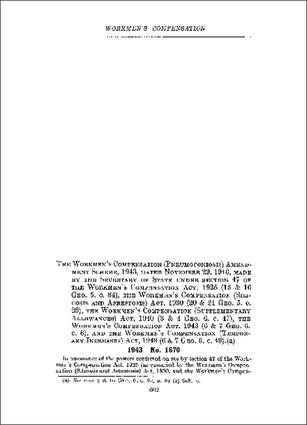 Workmen's Compensation (Pneumoconiosis) Amendment Scheme 1943