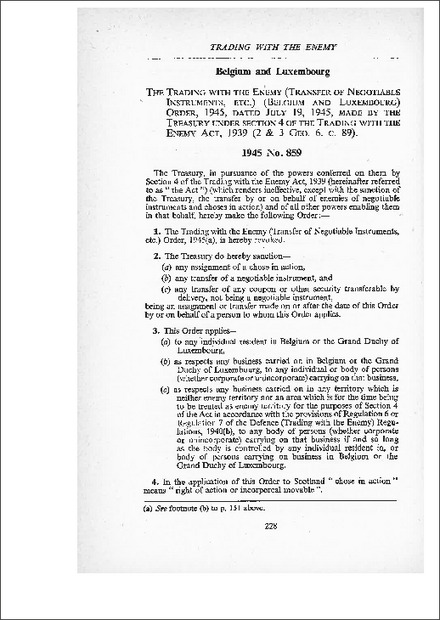 Trading with the Enemy (Transfer of Negotiable Instruments, etc) (Belgium and Luxembourg) Order 1945