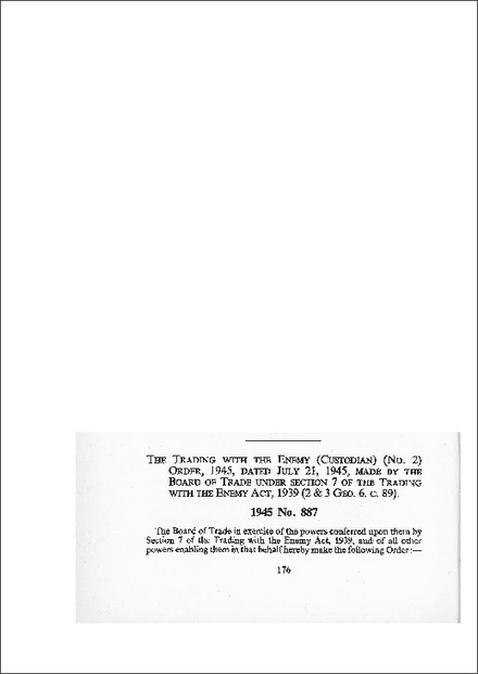 Trading with the Enemy (Custodian) (No 2) Order 1945