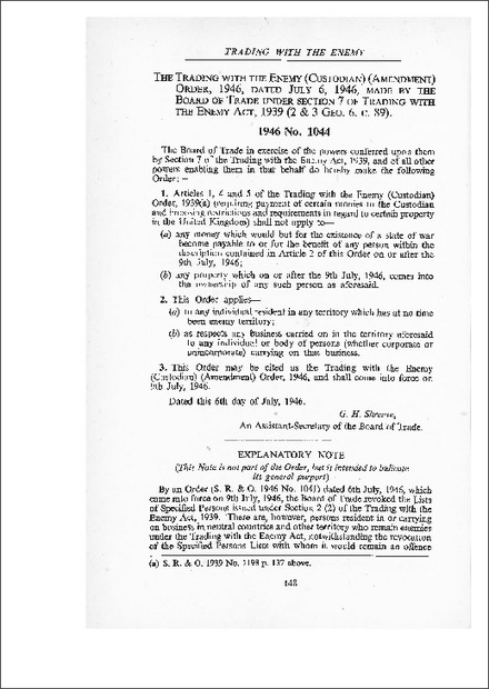 Trading with the Enemy (Custodian) (Amendment) Order 1946