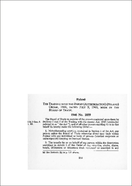 Trading with the Enemy (Authorisation) (Poland) Order 1946