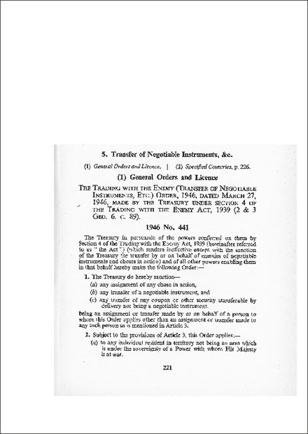 Trading with the Enemy (Transfer of Negotiable Instruments, etc) Order 1946