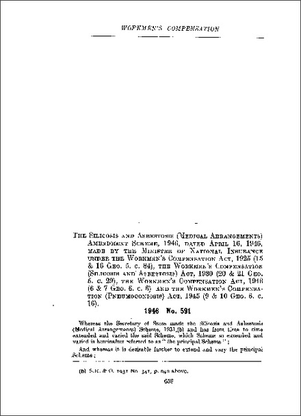 Silicosis and Asbestosis (Medical Arrangements) Amendment Scheme 1946