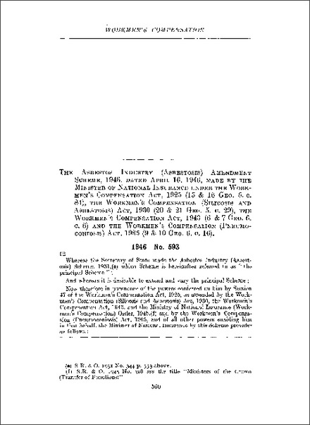 Asbestos Industry (Asbestosis) Amendment Scheme 1946