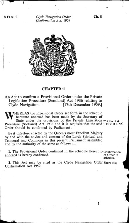 Clyde Navigation Order Confirmation Act 1959