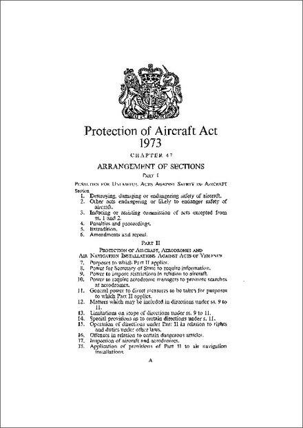 Protection of Aircraft Act 1973