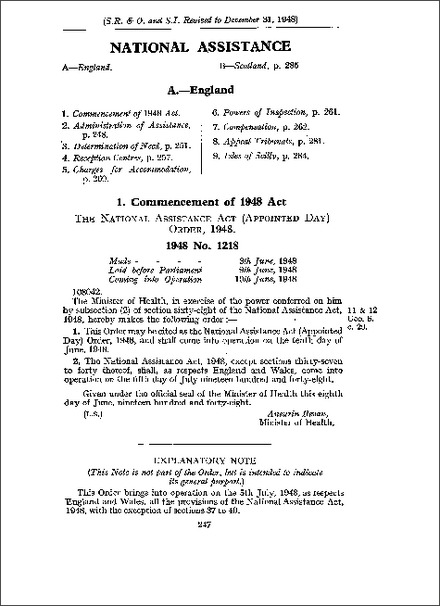National Assistance Act (Appointed Day) Order 1948