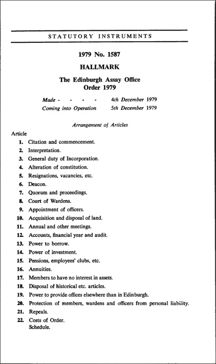 The Edinburgh Assay Office Order 1979